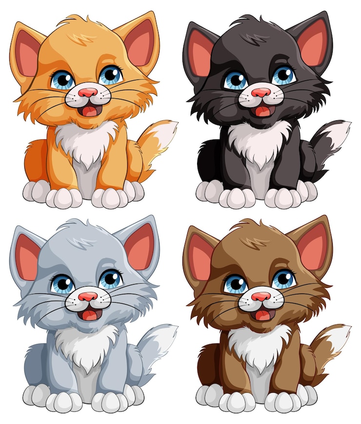 Gratis Vector collectie van schattige baby tiger cartoon personages
