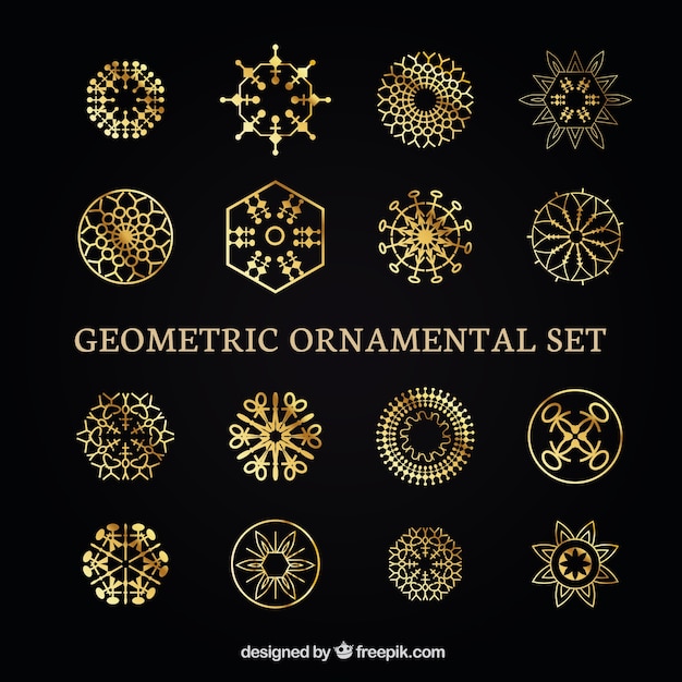 Collectie van sier gouden geometrische vorm