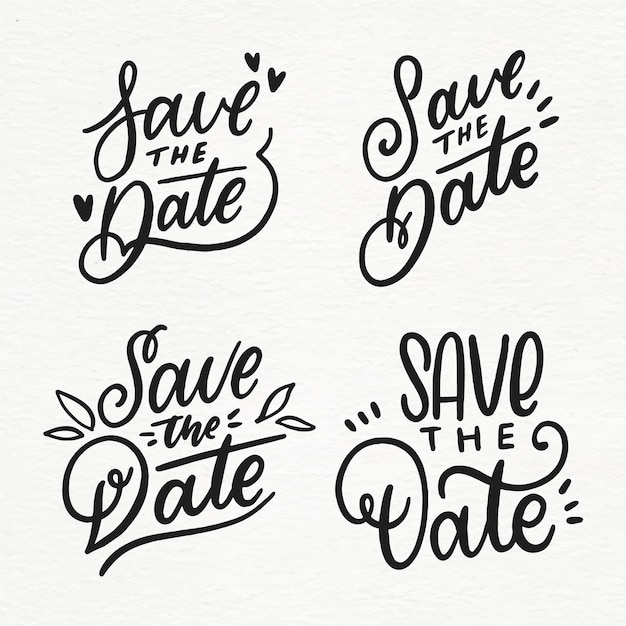 Collectie van sparen de datum belettering