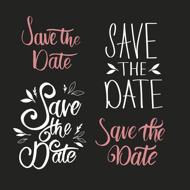 Collectie van sparen de datum bruiloft belettering