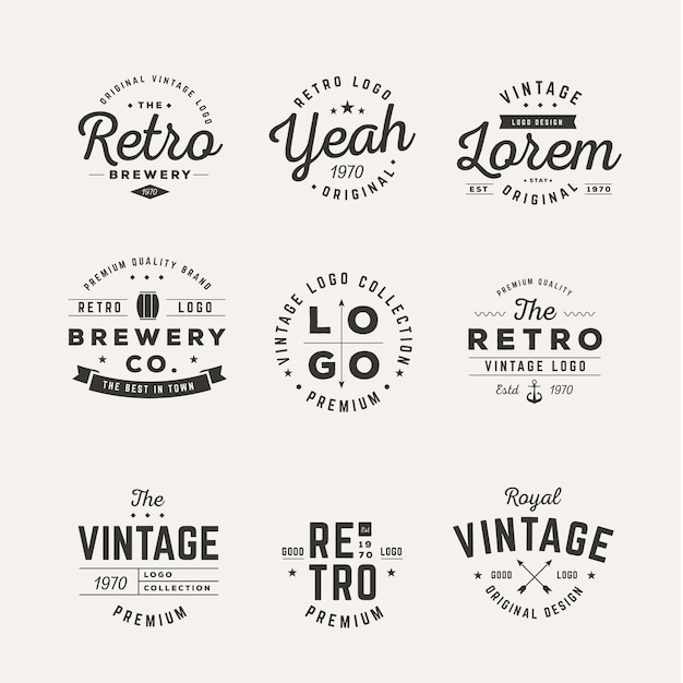 Gratis vector collectie van verschillende vintage logo's