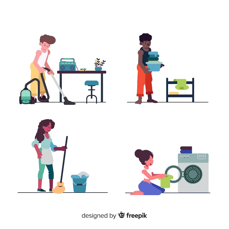 Gratis Vector collectie van vrouwen huishoudelijk werk doen