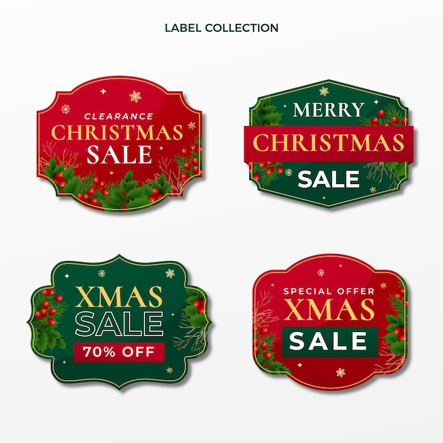 Gratis vector collectie voor kerstlabels met kleurovergang