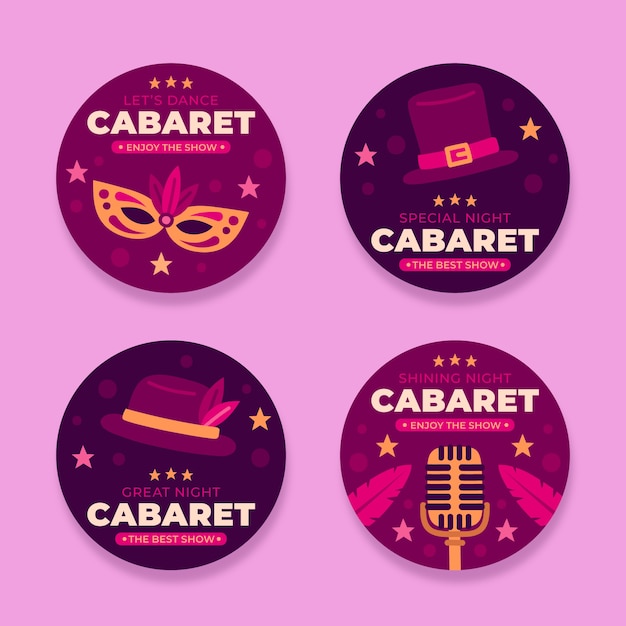 Gratis vector collectie voor platte cabaretlabels