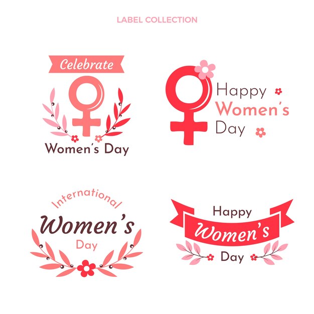 Gratis vector collectie voor platte internationale vrouwendaglabels