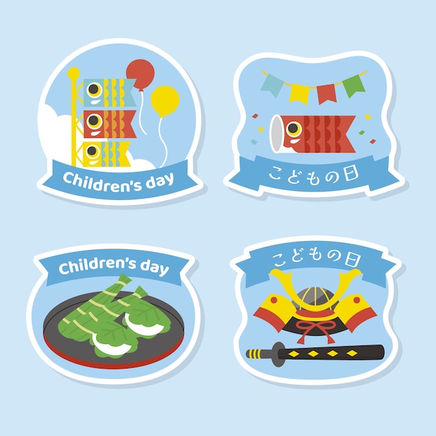 Gratis vector collectie voor platte kinderdaglabels