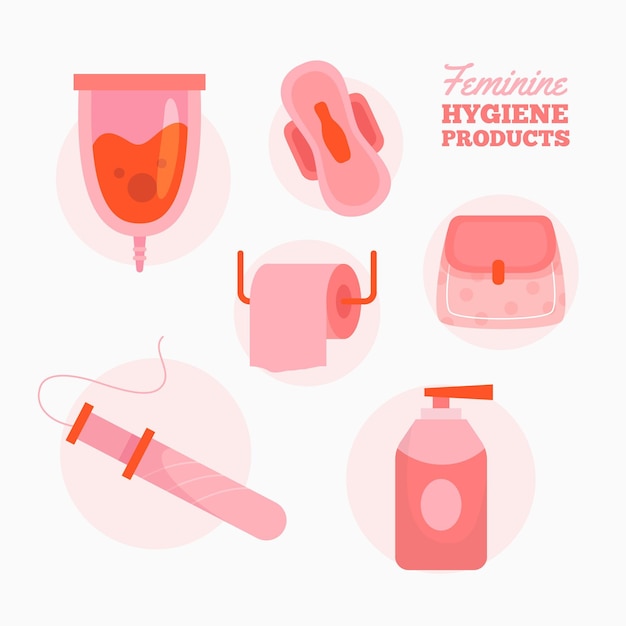 Gratis vector collectie vrouwelijke hygiëneproducten