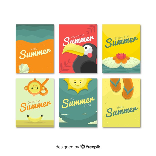 Gratis vector collectie zomerkaarten