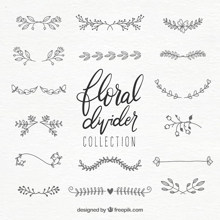 Gratis Vector collectorsverzameling met bloemenornamenten
