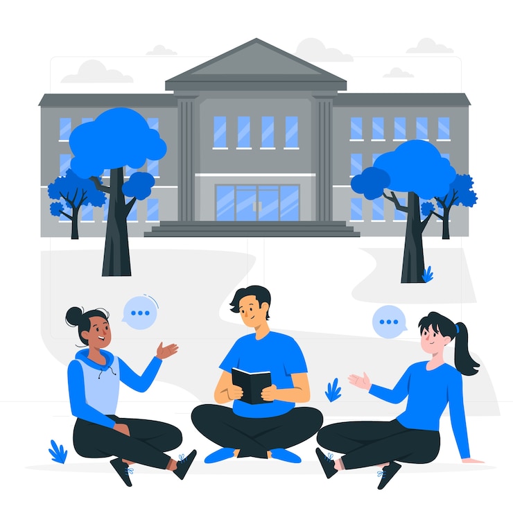 Gratis Vector college campus concept illustratie
