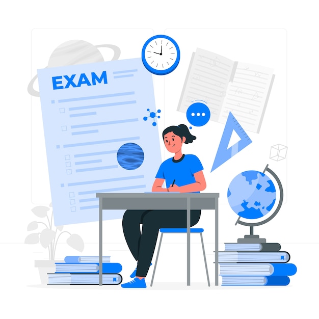 College toelatingsexamen concept illustratie