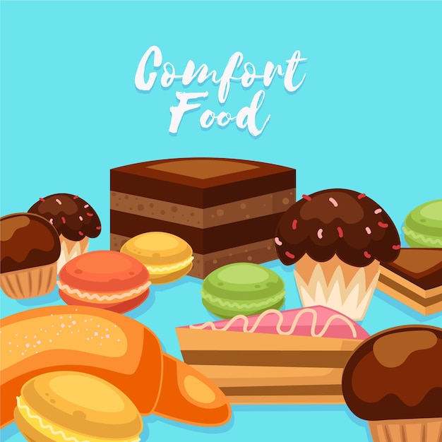 Gratis vector comfort food collectie geïllustreerd thema