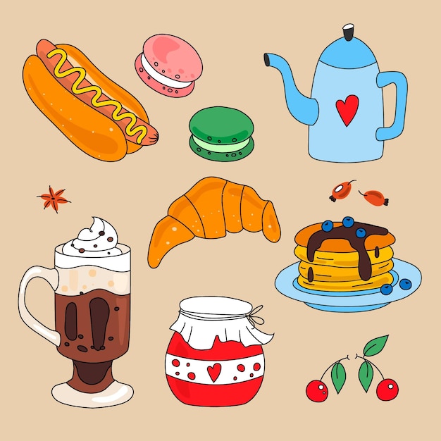 Gratis vector comfort food collectie thema