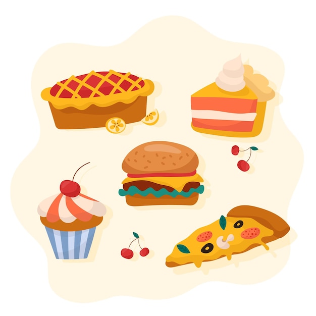 Gratis vector comfort food concept