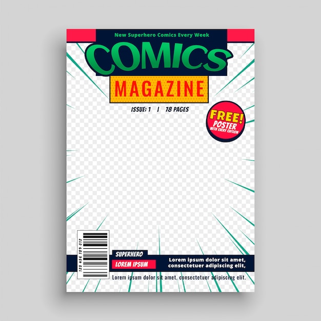 Comic magazine boek voorpagina sjabloon