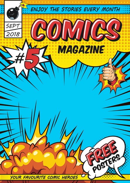 Comic tijdschrift voorbladsjabloon