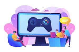 Gratis vector computer gaming-industrie, cybersport-training. esports-coaching, lessen met pro-gamers, esports-coachingplatform, speel als een professioneel concept.