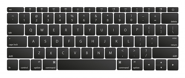 Computer toetsenbord knop lay-out sjabloon met letters.