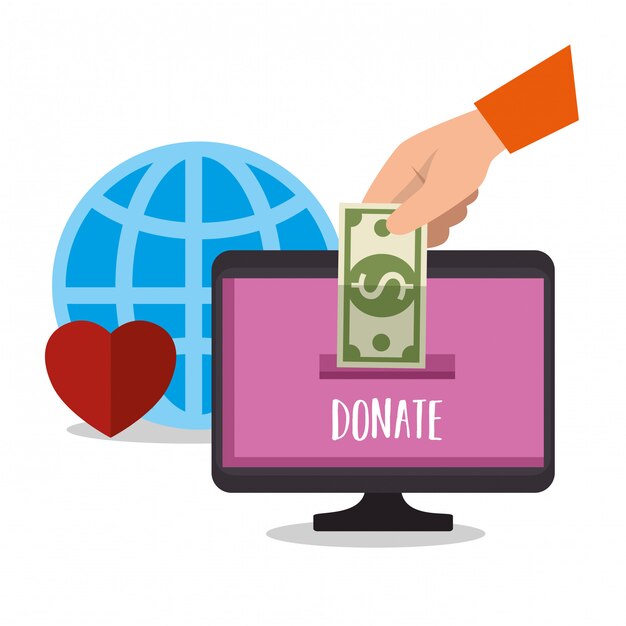 Computer voor online donatie aan goede doelen