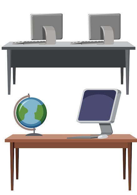 Gratis vector computermonitor op tafel