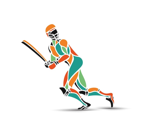 Gratis vector concept van batsman die cricketkampioenschap speelt sticker vectorillustratie