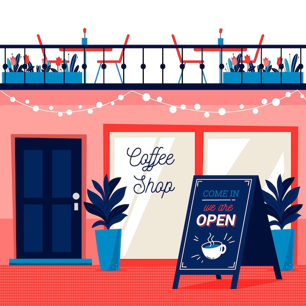 Gratis vector concept winkel met het teken open