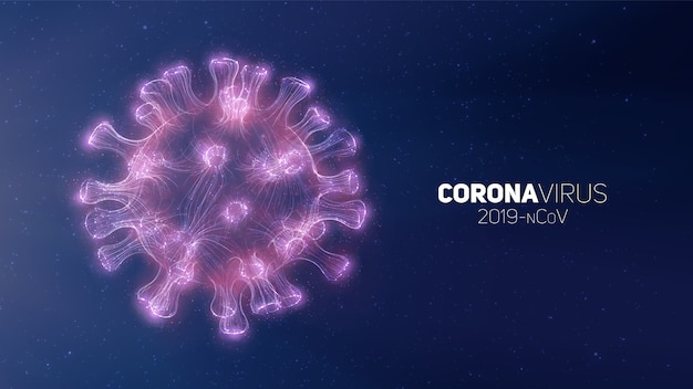 conceptuele Coronavirus-illustratie. 3d virusvorm op een abstracte achtergrond. Pathogen visualisatie.