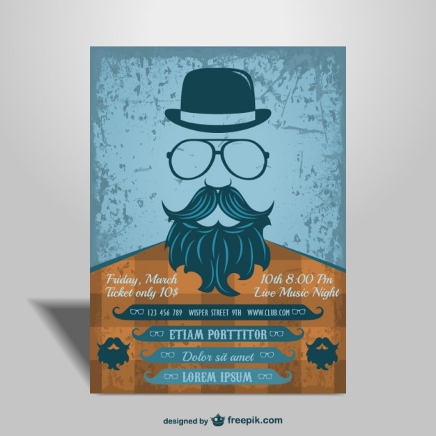 Concert mock-up hipster stijl poster