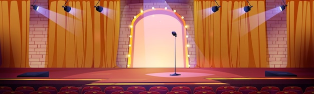 Gratis vector concertzaal tv-studio of comedyshow-podium