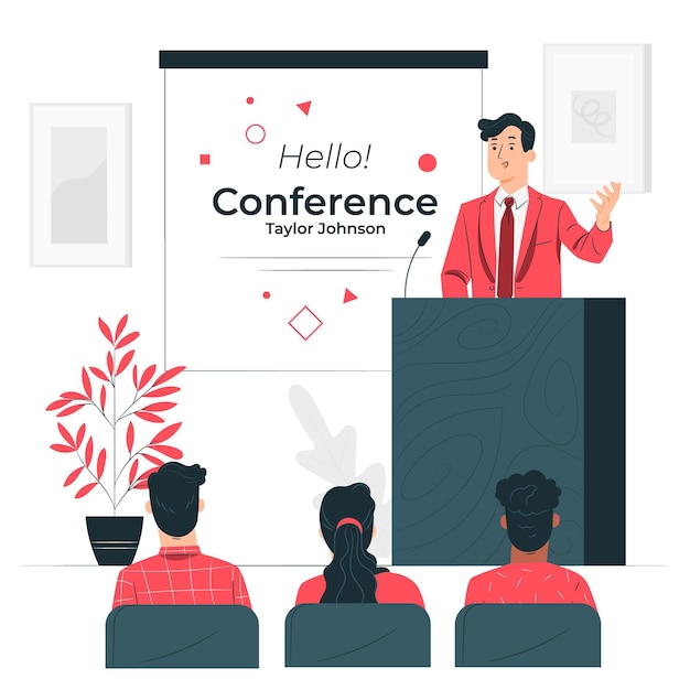 Gratis vector conferentie concept illustratie