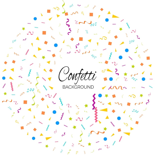 Confetti conceptontwerp sjabloon vakantie Happy Day Witte Achtergrond Viering Vectorillustratie