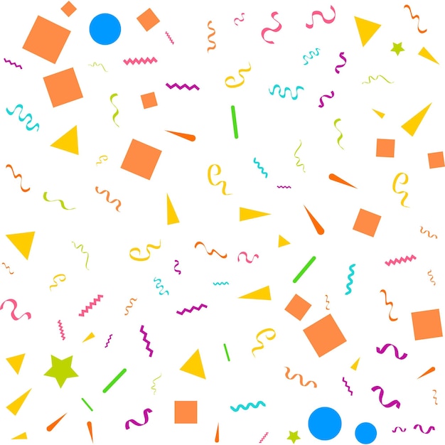 Confetti conceptontwerp sjabloon vakantie happy day witte achtergrond viering vectorillustratie