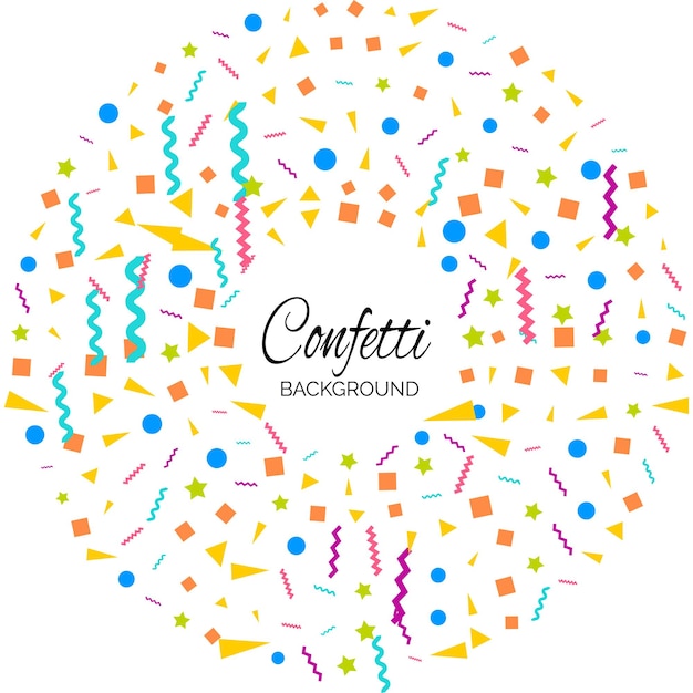 Gratis vector confetti conceptontwerp sjabloon vakantie happy day witte achtergrond viering vectorillustratie