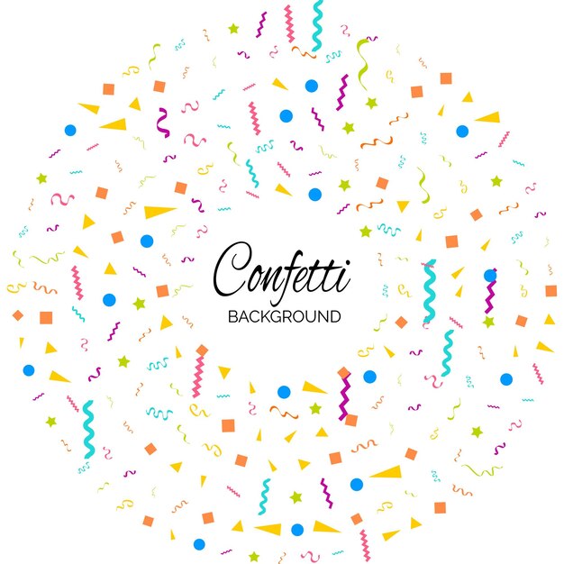 Confetti conceptontwerp sjabloon vakantie Happy Day Witte Achtergrond Viering Vectorillustratie