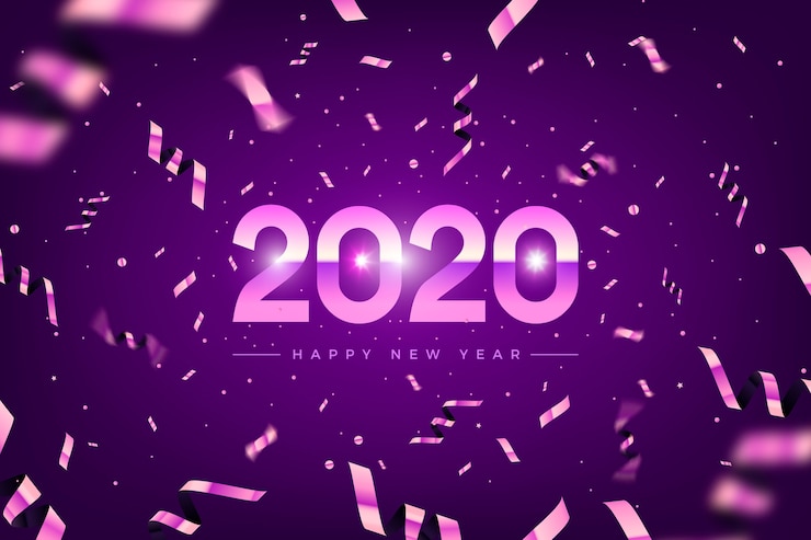 Gratis Vector confetti nieuwjaar 2020 achtergrond