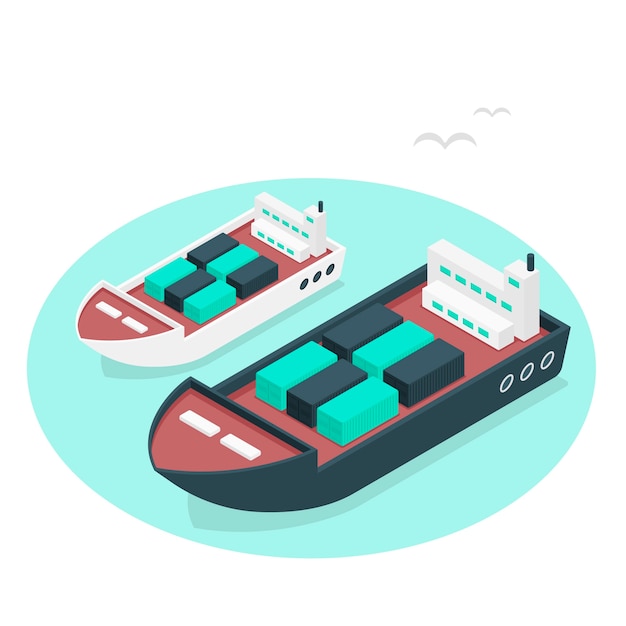 Gratis vector container schip concept illustratie