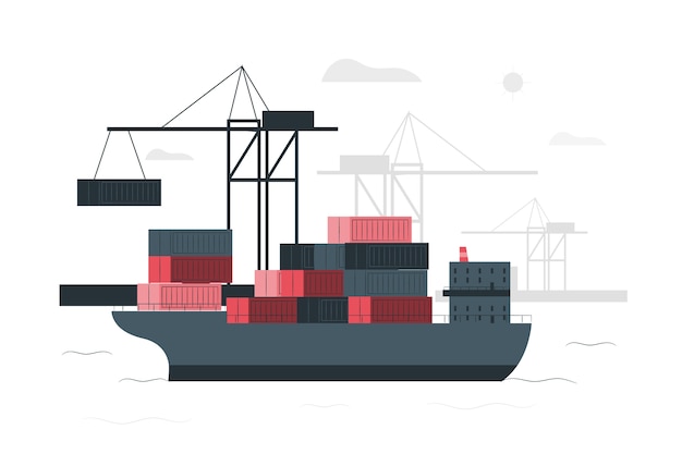 Gratis vector container schip concept illustratie