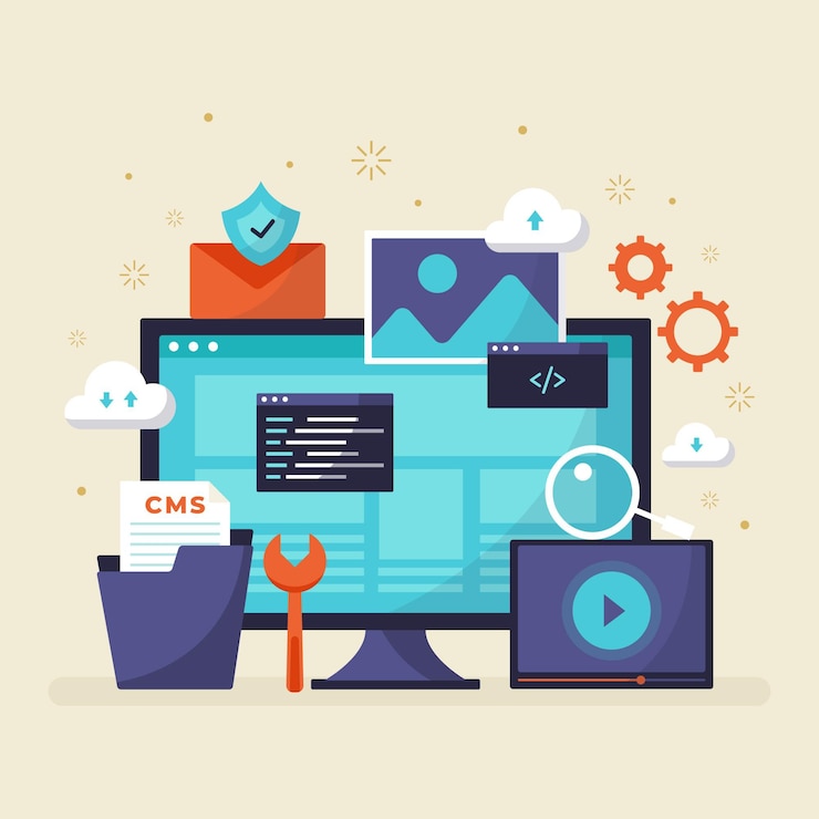 Gratis Vector content management systeem concept plat ontwerp