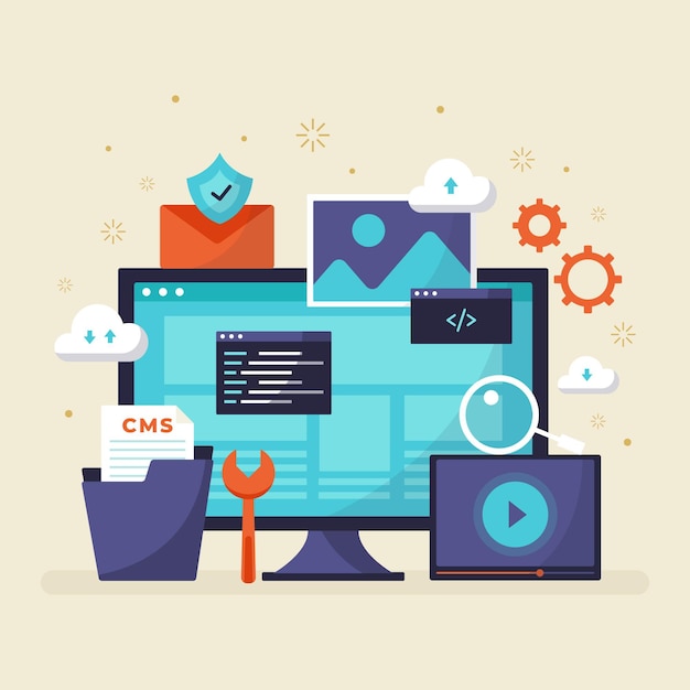 Content management systeem concept plat ontwerp