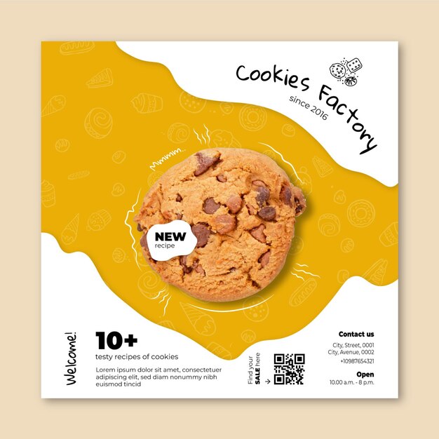 Cookies flyer vierkante sjabloon