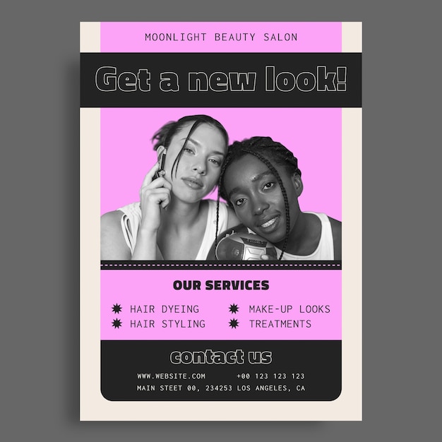 Cool maanlicht schoonheidssalon poster sjabloon