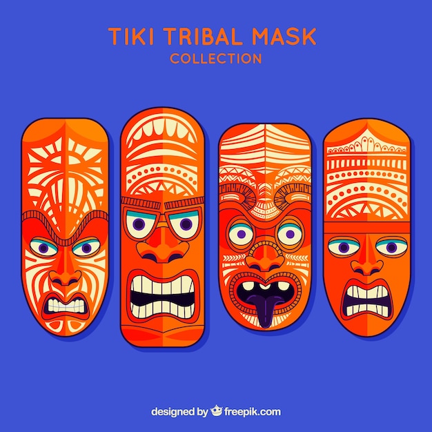 Gratis vector cool pak moderne tiki maskers