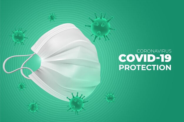 Coronavirus achtergrond met gezichtsmasker