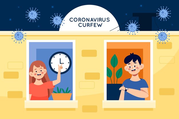 Coronavirus avondklok concept illustratie