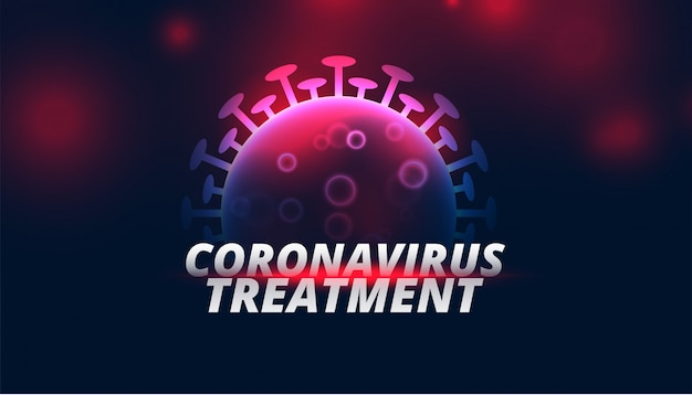 Gratis vector coronavirus behandeling achtergrond met gloeiende viruscel