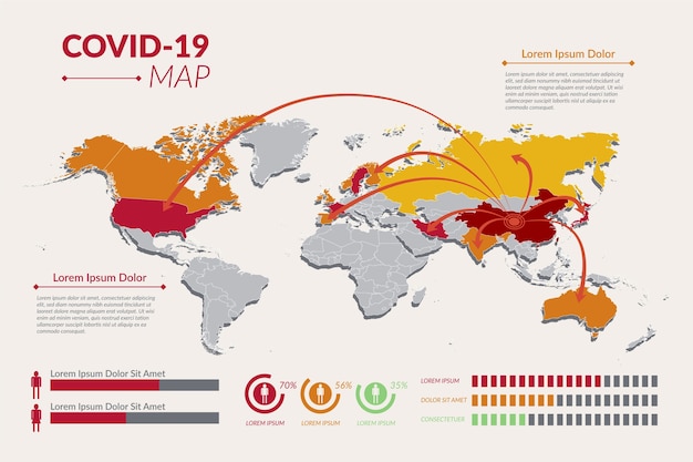 Gratis vector coronavirus kaart concept