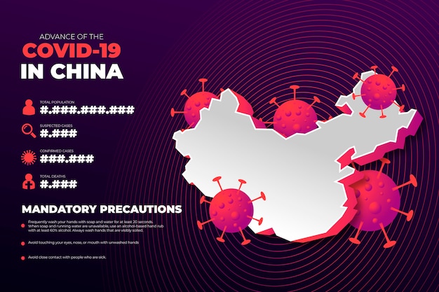 Coronavirus landkaart infographic voor China