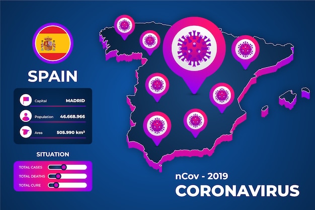 Gratis vector coronavirus landkaart infographic