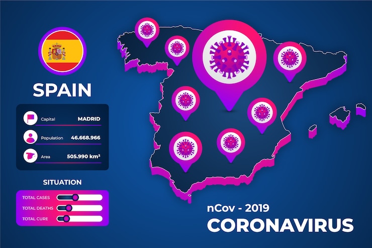 Gratis Vector coronavirus landkaart infographic