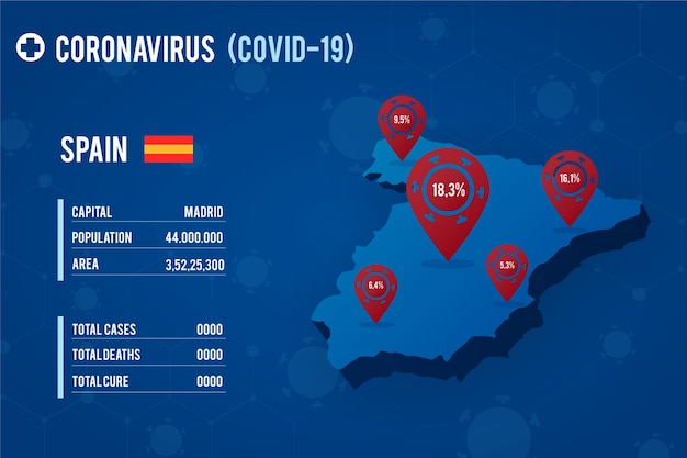 Gratis vector coronavirus landkaart ontwerp